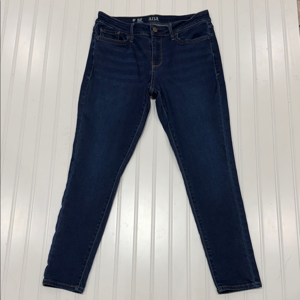 a.n.a Mid Rise Skinny Jeans Dark Wash Stretch Denim Petite 8P Women’s